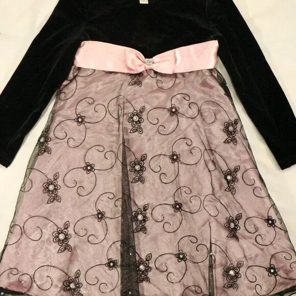 AMY BYER Rhinestone Lace Layered Skirt A-Line Dress Sz 6X - Picture 2 of 8